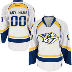 Mens Nashville Predators Reebok White EDGE Authentic Custom Road Jersey