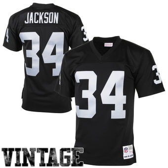 Mens Oakland Raiders Bo Jackson Mitchell & Ness Black 1988 Retired Player Vintage Replica Jersey