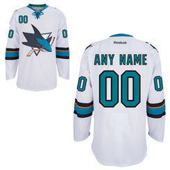 Mens San Jose Sharks Reebok White EDGE Authentic Custom Road Jersey