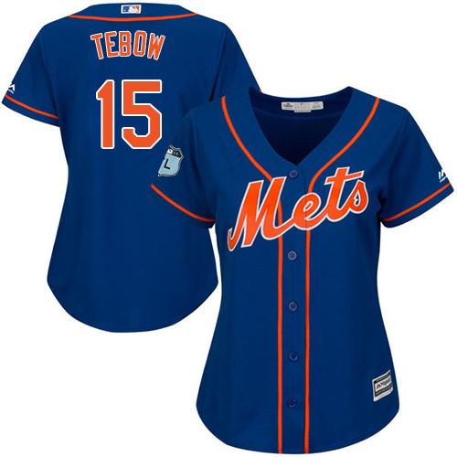 Mets #15 Tim Tebow Blue Alternate Women's Stitched MLB Jersey Mets #15 Tim Tebow Blue Alternate Women's Stitched MLB Jersey