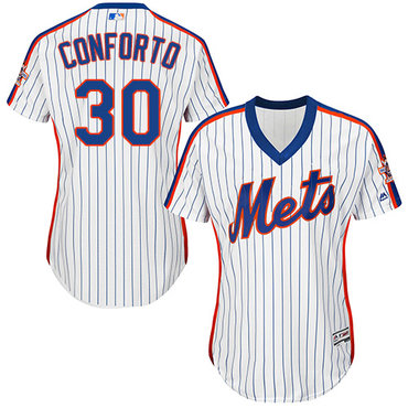 Mets #30 Michael Conforto White(Blue Strip) Alternate Women's Stitched MLB Jersey Mets #30 Michael Conforto White(Blue Strip) Alternate Women's Stitched MLB Jersey