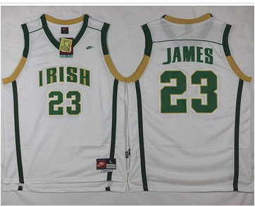 Miami Heat #23 LeBron James White Irish High School Stitched NBA Jersey