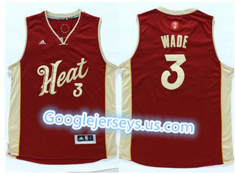 Miami Heat #3 Dwyane Wade Red 2015-2016 Christmas Day Stitched NBA Jersey