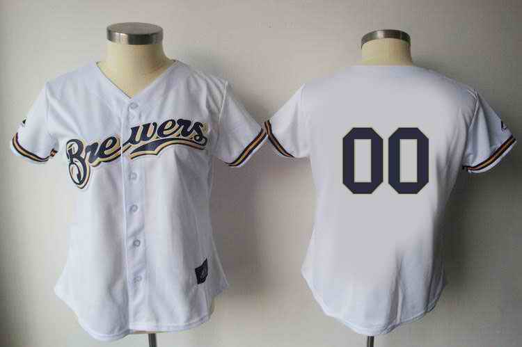 Milwaukee Brewers Blank White Women Custom Jerseys