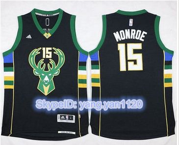 Milwaukee Bucks #15 Greg Monroe Black Stitched NBA Jersey