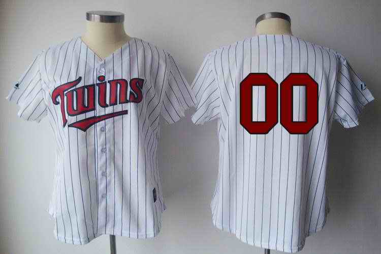 Minesota Twins Blank White Blue Strip Women Custom Jerseys