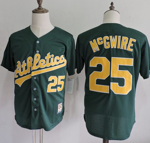 Mitchell And Ness Athletics #25 Mark McGwire Green Throwback Stitched MLB Jersey Mitchell And Ness Athletics #25 Mark McGwire Green Throwback Stitched MLB Jersey