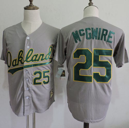 Mitchell And Ness Athletics #25 Mark McGwire Grey Throwback Stitched MLB Jersey Mitchell And Ness Athletics #25 Mark McGwire Grey Throwback Stitched MLB Jersey
