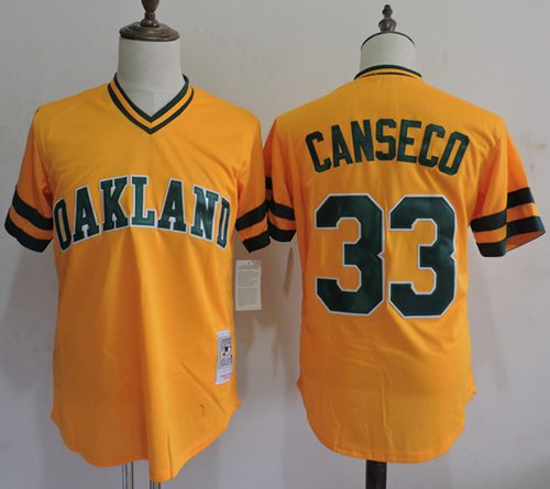 Mitchell And Ness Athletics #33 Jose Canseco Yellow Throwback Stitched MLB Jersey Mitchell And Ness Athletics #33 Jose Canseco Yellow Throwback Stitched MLB Jersey