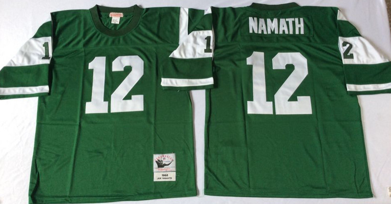 Mitchell And Ness jets #12 Joe Namath  green Throwback Stitched NFL Jerseys