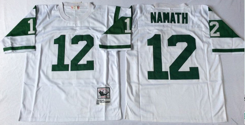 Mitchell And Ness jets #12 Joe Namath  white Throwback Stitched NFL Jerseys