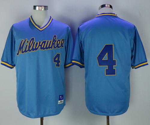 Mitchell and Ness Brewers #4 Paul Molitor Stitched Blue Throwback MLB Jersey Mitchell and Ness Brewers #4 Paul Molitor Stitched Blue Throwback MLB Jersey