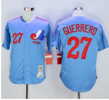 Mitchell and Ness Expos #27 Vladimir Guerrero Blue Stitched MLB Jersey