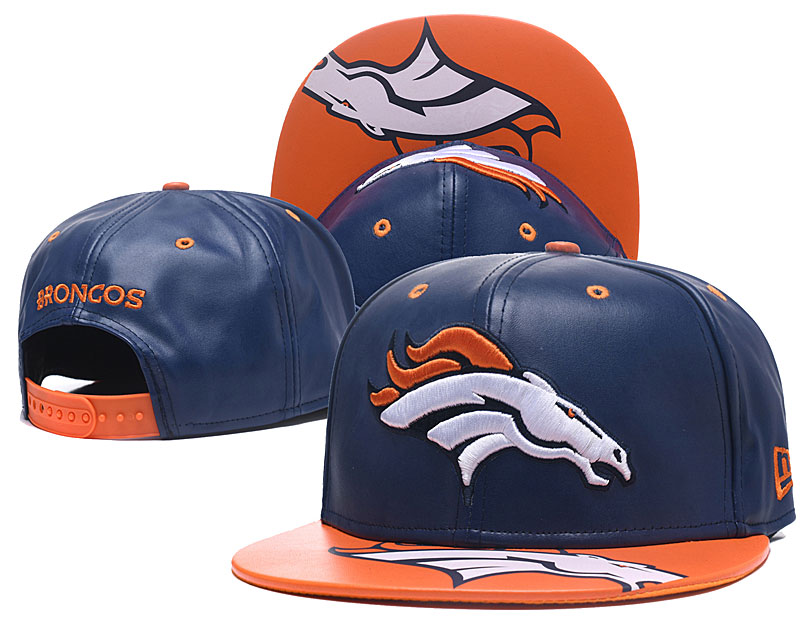 NFL Denver Broncos Team Logo Navy Silver Adjustable Hat 0