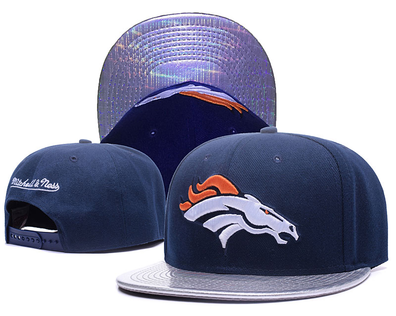 NFL Denver Broncos Team Logo Navy Silver Adjustable Hat