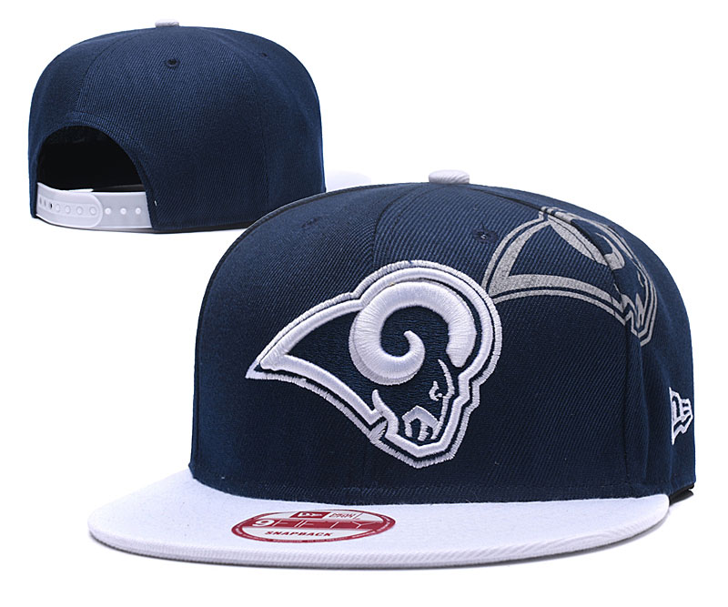 NFL Los Angeles Rams Team Logo Navy Silver Adjustable Hat 0