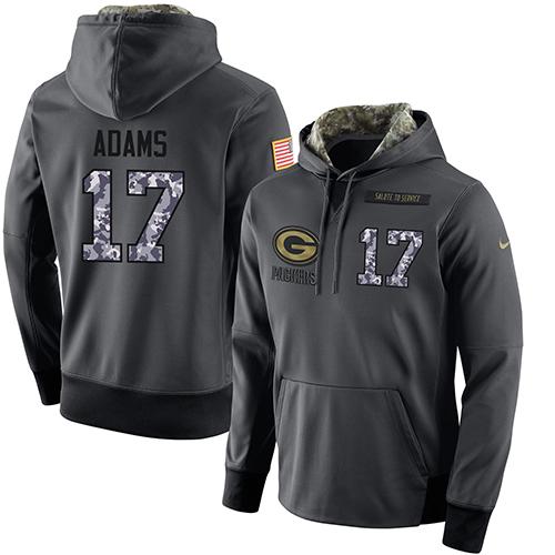 NFL Men's Nike Green Bay Packers #17 Davante Adams Stitched Black Anthracite Salute to Service Player Performance Hoodie NFL Men's Nike Green Bay Packers #17 Davante Adams Stitched Black Anthracite Salute to Service Player Performance Hoodie