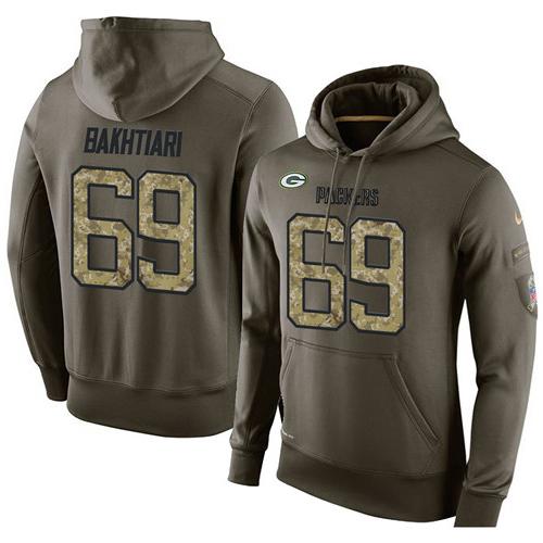 NFL Men's Nike Green Bay Packers #69 David Bakhtiari Stitched Green Olive Salute To Service KO Performance Hoodie NFL Men's Nike Green Bay Packers #69 David Bakhtiari Stitched Green Olive Salute To Service KO Performance Hoodie