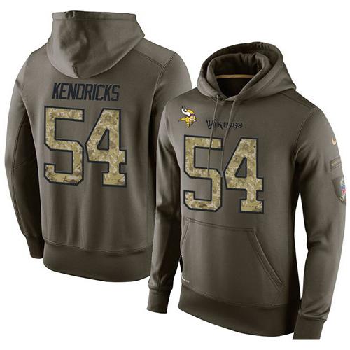 NFL Men's Nike Minnesota Vikings #54 Eric Kendricks Stitched Green Olive Salute To Service KO Performance Hoodie NFL Men's Nike Minnesota Vikings #54 Eric Kendricks Stitched Green Olive Salute To Service KO Performance Hoodie