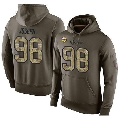 NFL Men's Nike Minnesota Vikings #98 Linval Joseph Stitched Green Olive Salute To Service KO Performance Hoodie NFL Men's Nike Minnesota Vikings #98 Linval Joseph Stitched Green Olive Salute To Service KO Performance Hoodie