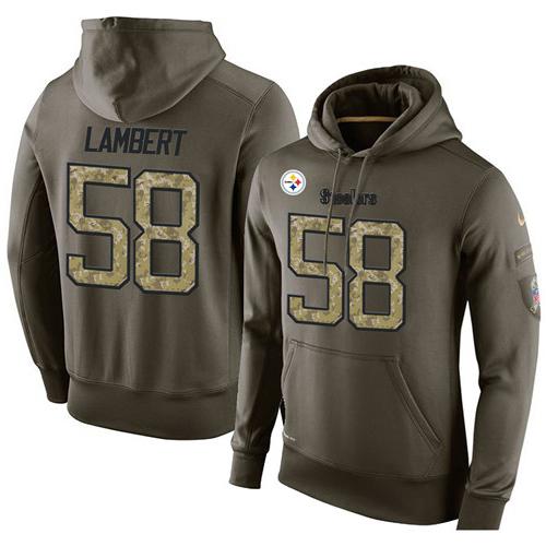 NFL Men's Nike Pittsburgh Steelers #58 Jack Lambert Stitched Green Olive Salute To Service KO Performance Hoodie NFL Men's Nike Pittsburgh Steelers #58 Jack Lambert Stitched Green Olive Salute To Service KO Performance Hoodie