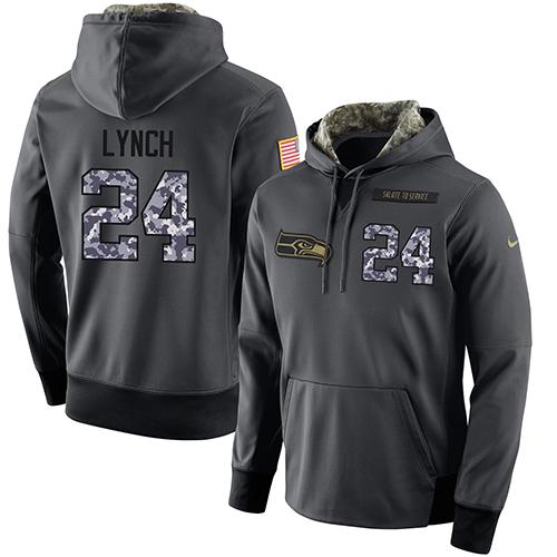 NFL Men's Nike Seattle Seahawks #24 Marshawn Lynch Stitched Black Anthracite Salute to Service Player Performance Hoodie NFL Men's Nike Seattle Seahawks #24 Marshawn Lynch Stitched Black Anthracite Salute to Service Player Performance Hoodie