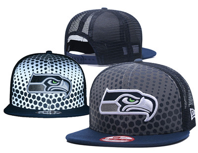 NFL Seattle Seahawks Team Logo Black Reflective Snapback Adjustable Hat