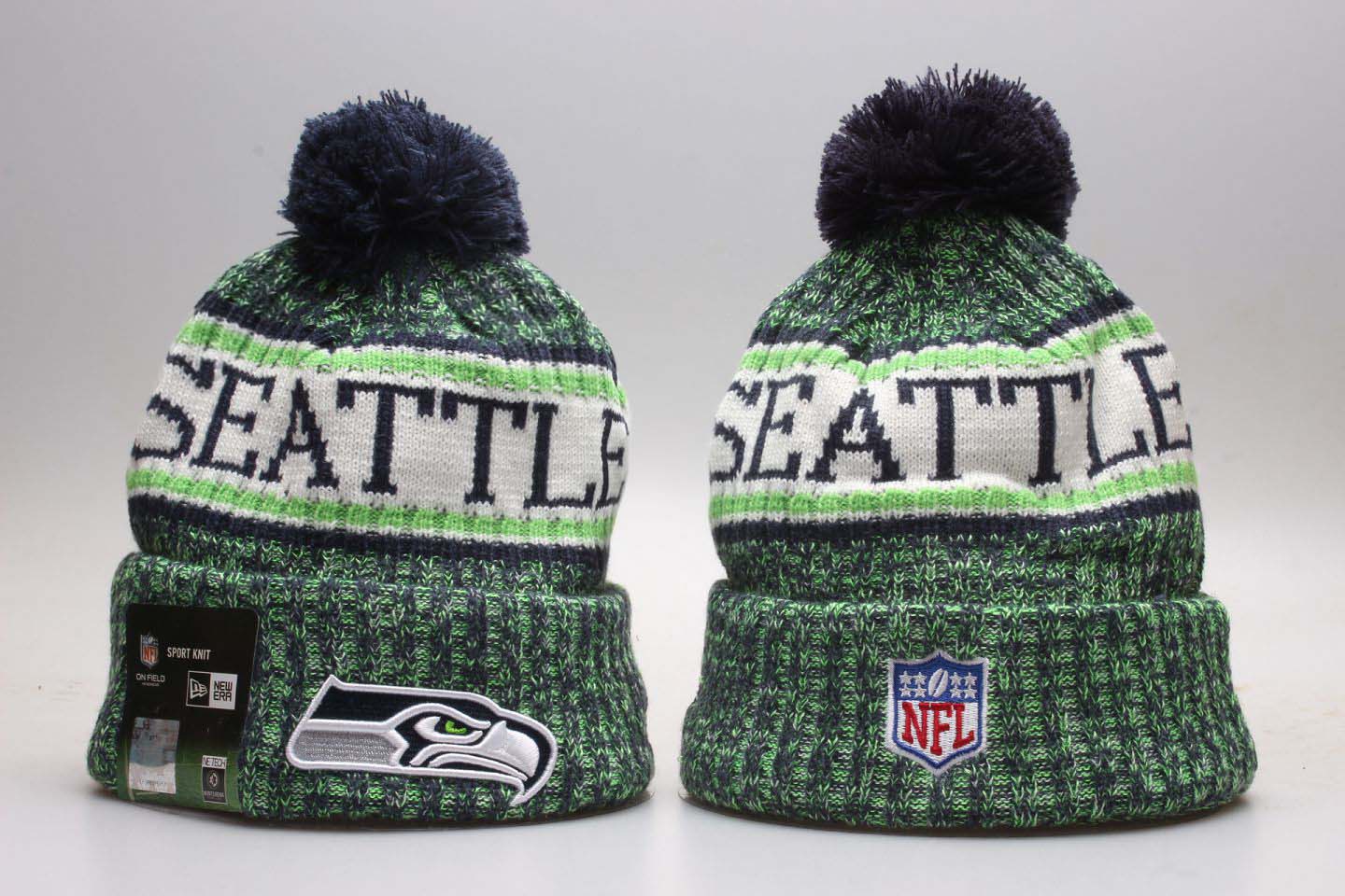 NFL Seattle Seahawks Team Logo Navy Knit Hat 1