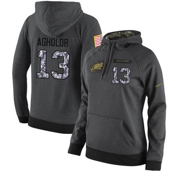 NFL Women's Nike Philadelphia Eagles #13 Nelson Agholor Stitched Black Anthracite Salute to Service Player Performance Hoodie NFL Women's Nike Philadelphia Eagles #13 Nelson Agholor Stitched Black Anthracite Salute to Service Player Performance Hoodie