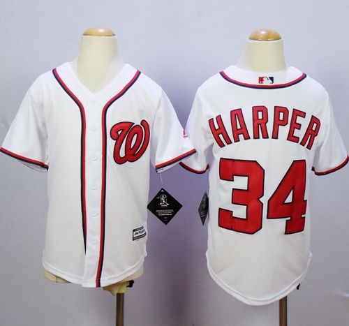 Nationals #34 Bryce Harper White Cool Base Stitched Youth MLB Jersey Nationals #34 Bryce Harper White Cool Base Stitched Youth MLB Jersey