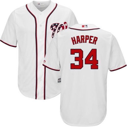 Nationals #34 Bryce Harper White Cool Base Stitched Youth MLB Jersey Nationals #34 Bryce Harper White Cool Base Stitched Youth MLB Jersey