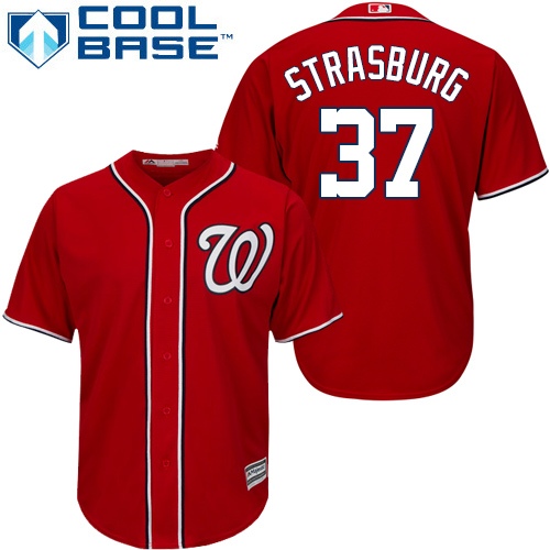 Nationals #37 Stephen Strasburg Red Stitched Youth MLB Jersey Nationals #37 Stephen Strasburg Red Stitched Youth MLB Jersey