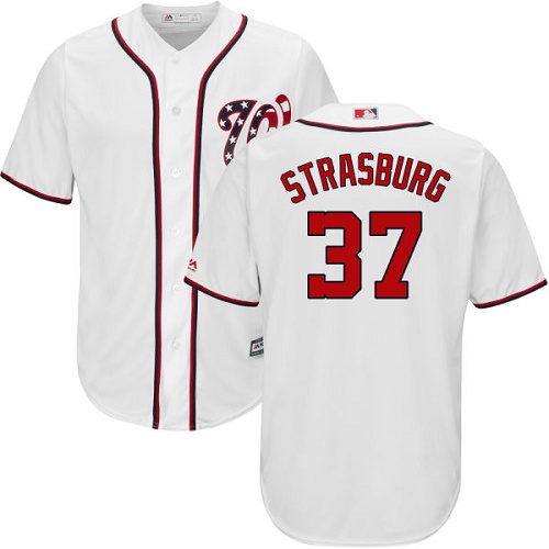 Nationals #37 Stephen Strasburg White Cool Base Stitched Youth MLB Jersey Nationals #37 Stephen Strasburg White Cool Base Stitched Youth MLB Jersey