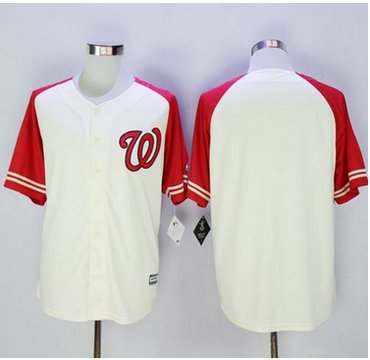 Nationals Blank CreamRed Exclusive New Cool Base Stitched MLB Jersey