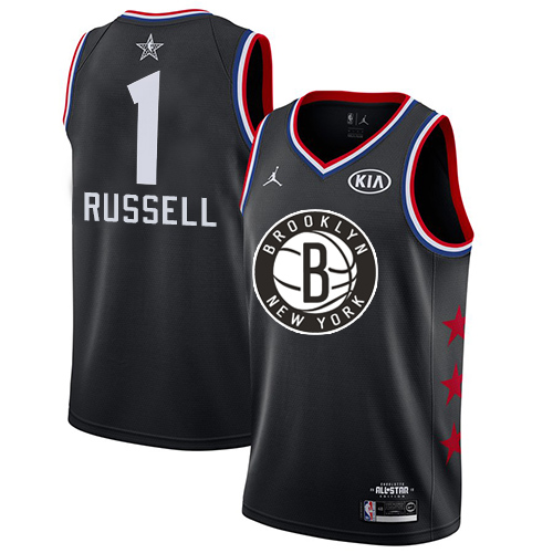 Nets #1 D'Angelo Russell Black Youth Basketball Jordan Swingman 2019 All-Star Game Jersey
