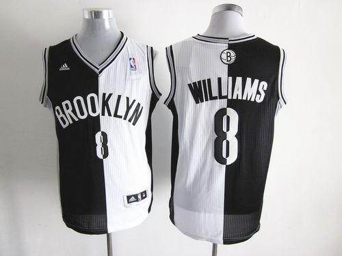Nets #8 Deron Williams Black White Split Fashion Stitched NBA Jersey