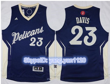 Charlotte Hornets #23 Anthony Davis Navy 2015-2016 Christmas Day Stitched NBA Jersey