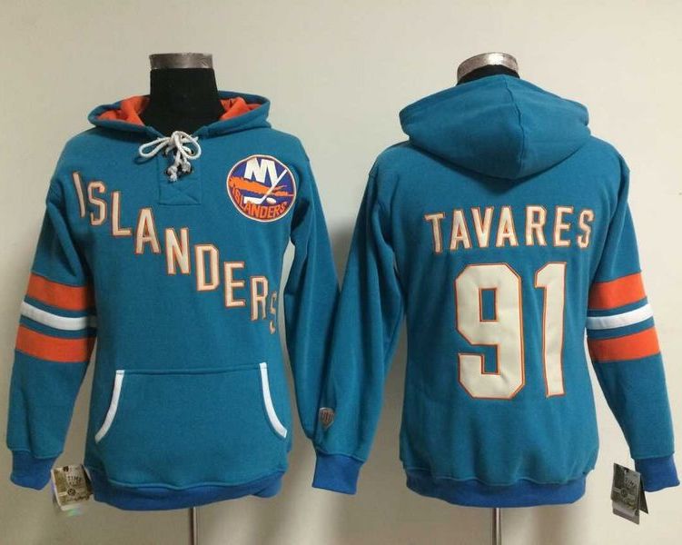 New York Islanders #91 John Tavares Baby Blue Women's Old Time Heidi NHL Hoodie New York Islanders #91 John Tavares Baby Blue Women's Old Time Heidi NHL Hoodie