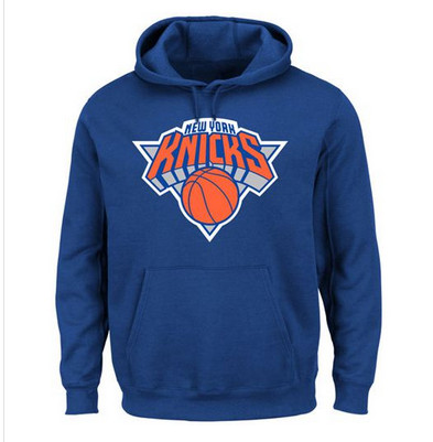 New York Knicks Majestic Current Logo Tech Patch Pullover Hoodie Blue