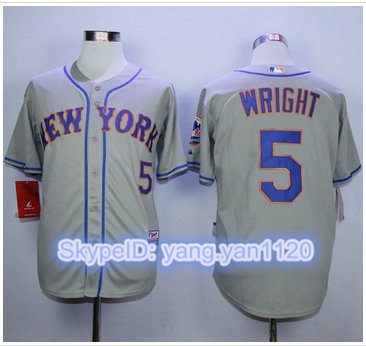 New York Mets #5 David Wright Stitched Grey MLB Jersey