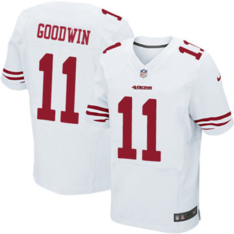 Nike 49ers #11 Marquise Goodwin White Men's Stitched NFL Elite Jersey Nike 49ers #11 Marquise Goodwin White Men's Stitched NFL Elite Jersey