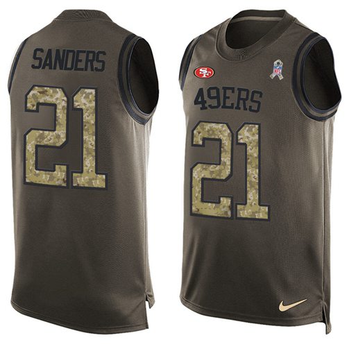 Nike 49ers #21 Deion Sanders Green Men's Stitched NFL Limited Salute To Service Tank Top Jersey Nike 49ers #21 Deion Sanders Green Men's Stitched NFL Limited Salute To Service Tank Top Jersey