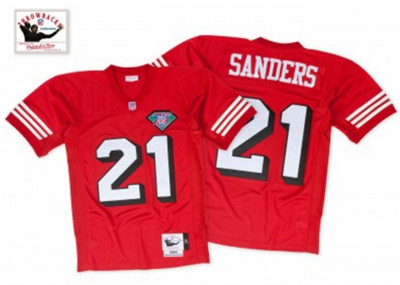 Nike 49ers #21 Deion Sanders Red Men's Stitched 1994 Authentic Throwback Jersey