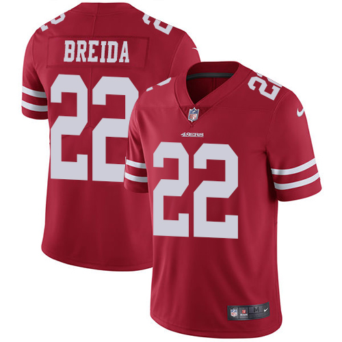 Nike 49ers #22 Matt Breida Red Team Color Men's Stitched NFL Vapor Untouchable Limited Jersey Nike 49ers #22 Matt Breida Red Team Color Men's Stitched NFL Vapor Untouchable Limited Jersey