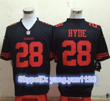 Nike 49ers #28 Carlos Hyde Black Alternate Men's Stitched NFL Game Jersey