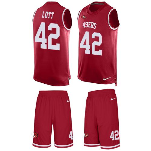 Nike 49ers #42 Ronnie Lott Red Team Color Men's Stitched NFL Limited Tank Top Suit Jersey Nike 49ers #42 Ronnie Lott Red Team Color Men's Stitched NFL Limited Tank Top Suit Jersey