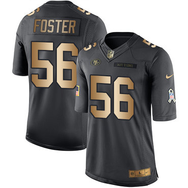 Nike 49ers #56 Reuben Foster Black Men's Stitched NFL Limited Gold Salute To Service Jersey Nike 49ers #56 Reuben Foster Black Men's Stitched NFL Limited Gold Salute To Service Jersey