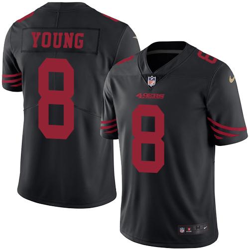 Nike 49ers #8 Steve Young Black Men's Stitched NFL Limited Rush Jersey Nike 49ers #8 Steve Young Black Men's Stitched NFL Limited Rush Jersey