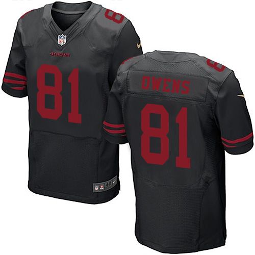 Nike 49ers #81 Terrell Owens Black Alternate Men's Stitched NFL Elite Jersey Nike 49ers #81 Terrell Owens Black Alternate Men's Stitched NFL Elite Jersey