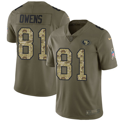 Nike 49ers #81 Terrell Owens Olive Camo Men's Stitched NFL Limited 2017 Salute To Service Jersey Nike 49ers #81 Terrell Owens Olive Camo Men's Stitched NFL Limited 2017 Salute To Service Jersey